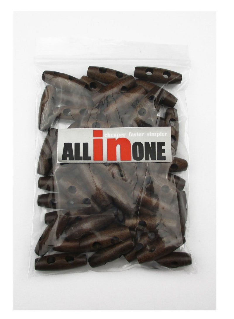 ALL in ONE 50pcs Brown 2 Hole Scrapbooking Sewing Wood Toggle Buttons Stained Chery Oval 30x10mm(1-1/8 X 3/8 ) - Image 5